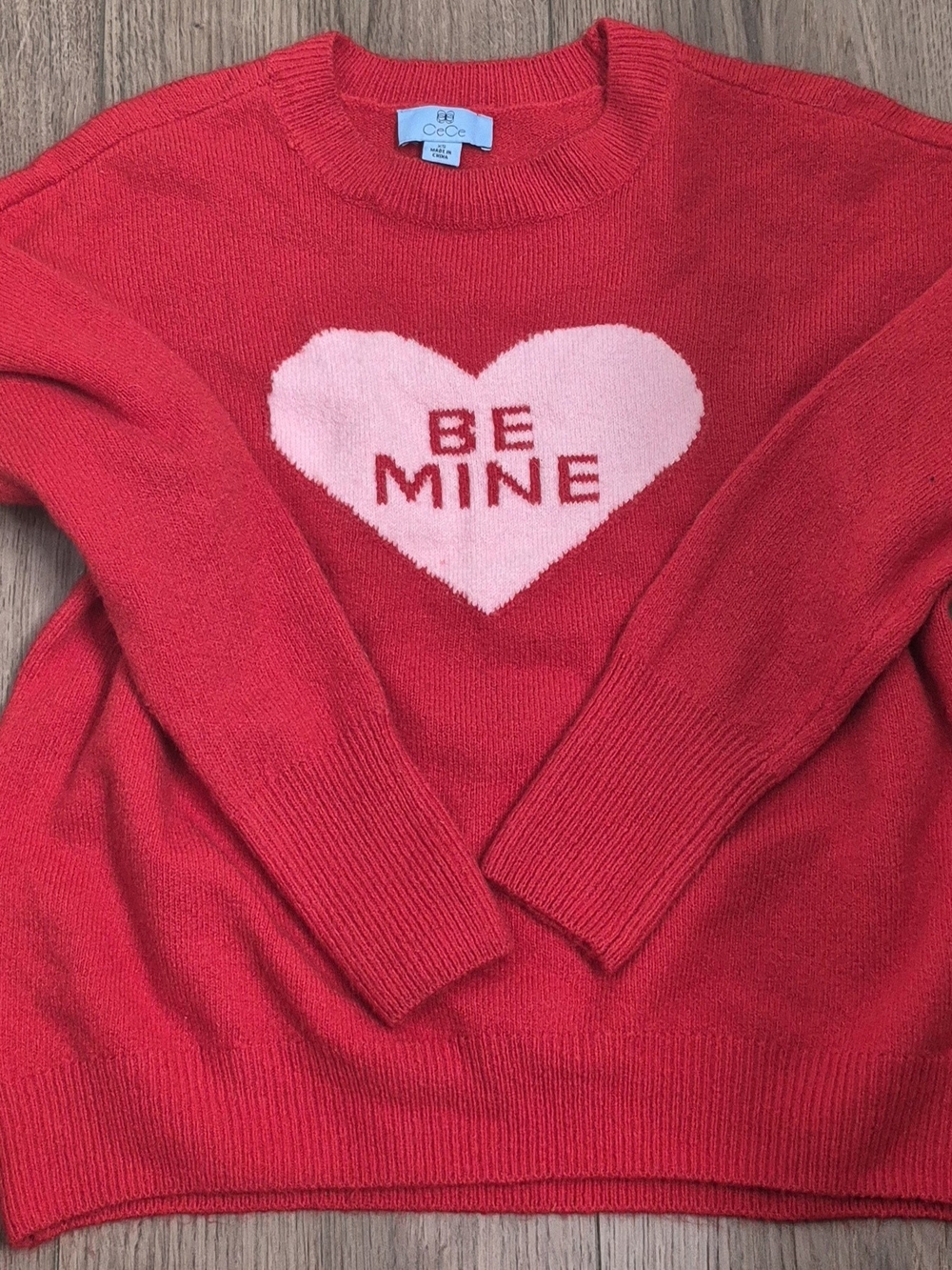 CeCe Red Sweater with Pink Heart "Be Mine"